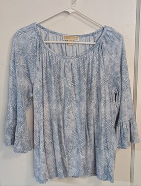 Michael Kors Light Blue Printed Scoop Neck Tunic